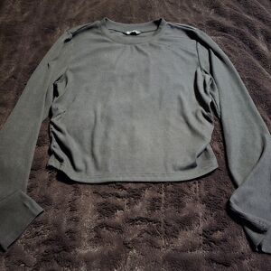 Elegant Charcoal Long Sleeve Women's Top